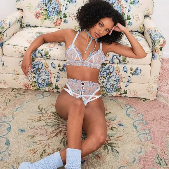 ~ SOLD ~ For Love and Lemons Sorbet Rose 2pc Bralette & Cheeky Panty Set - Picture 5 of 10